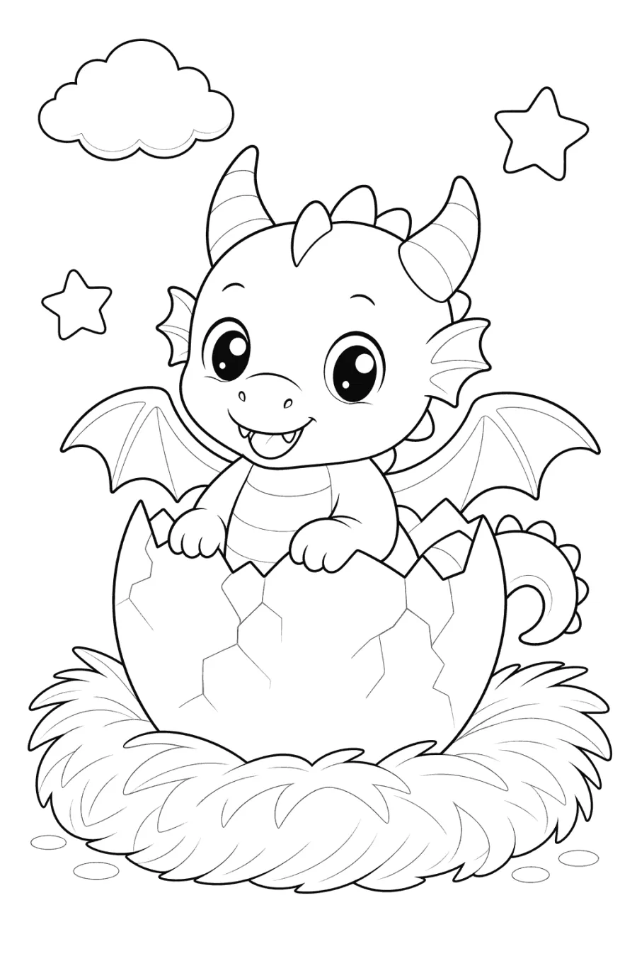 Baby Dragon Hatching from an Egg