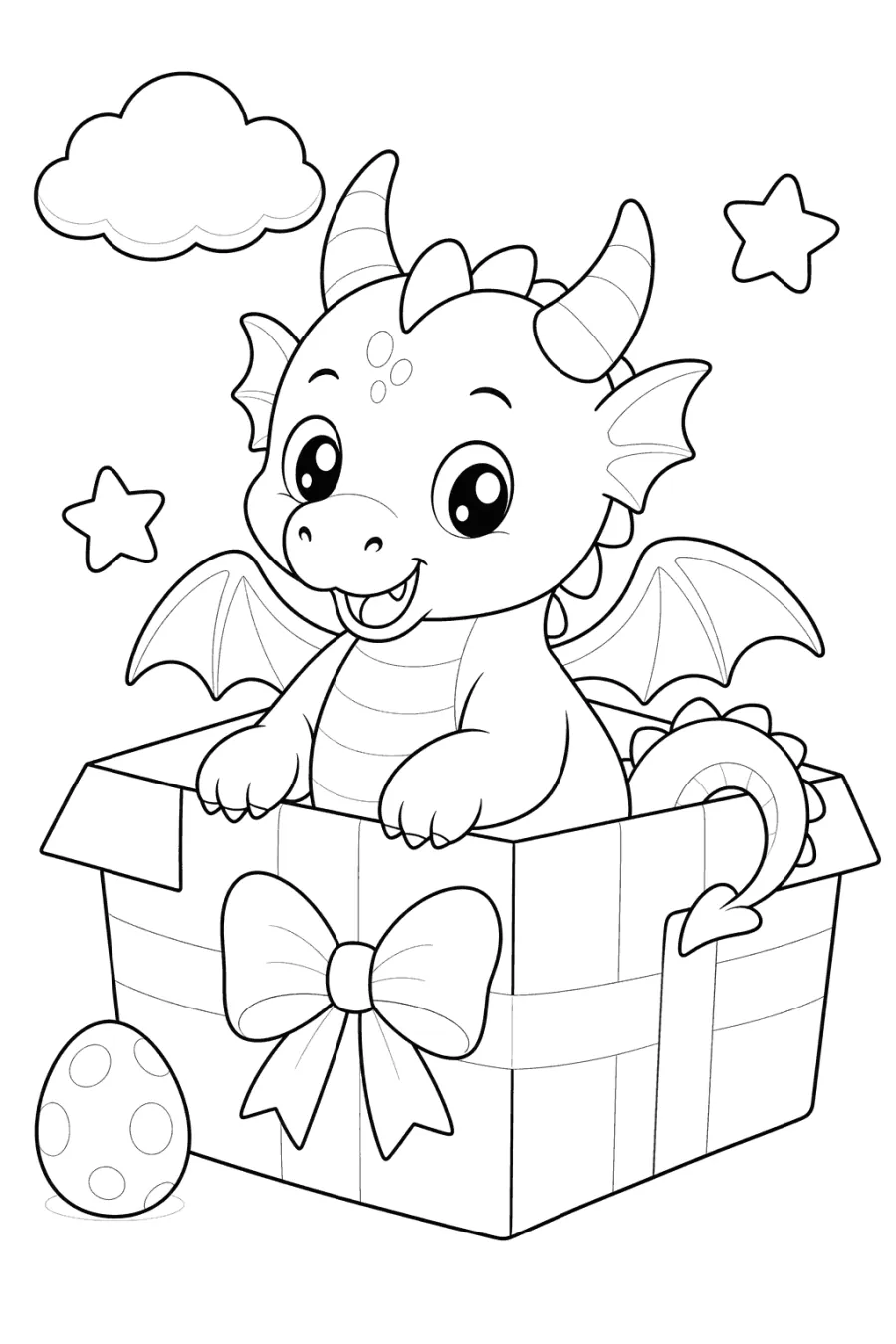 Baby Dragon Sitting in a Gift Box