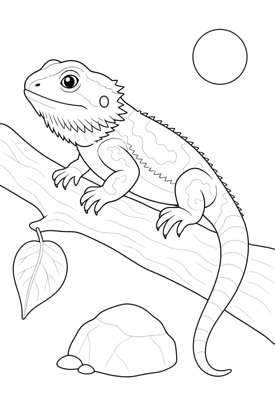 Bearded Dragon Crawling on a Branch