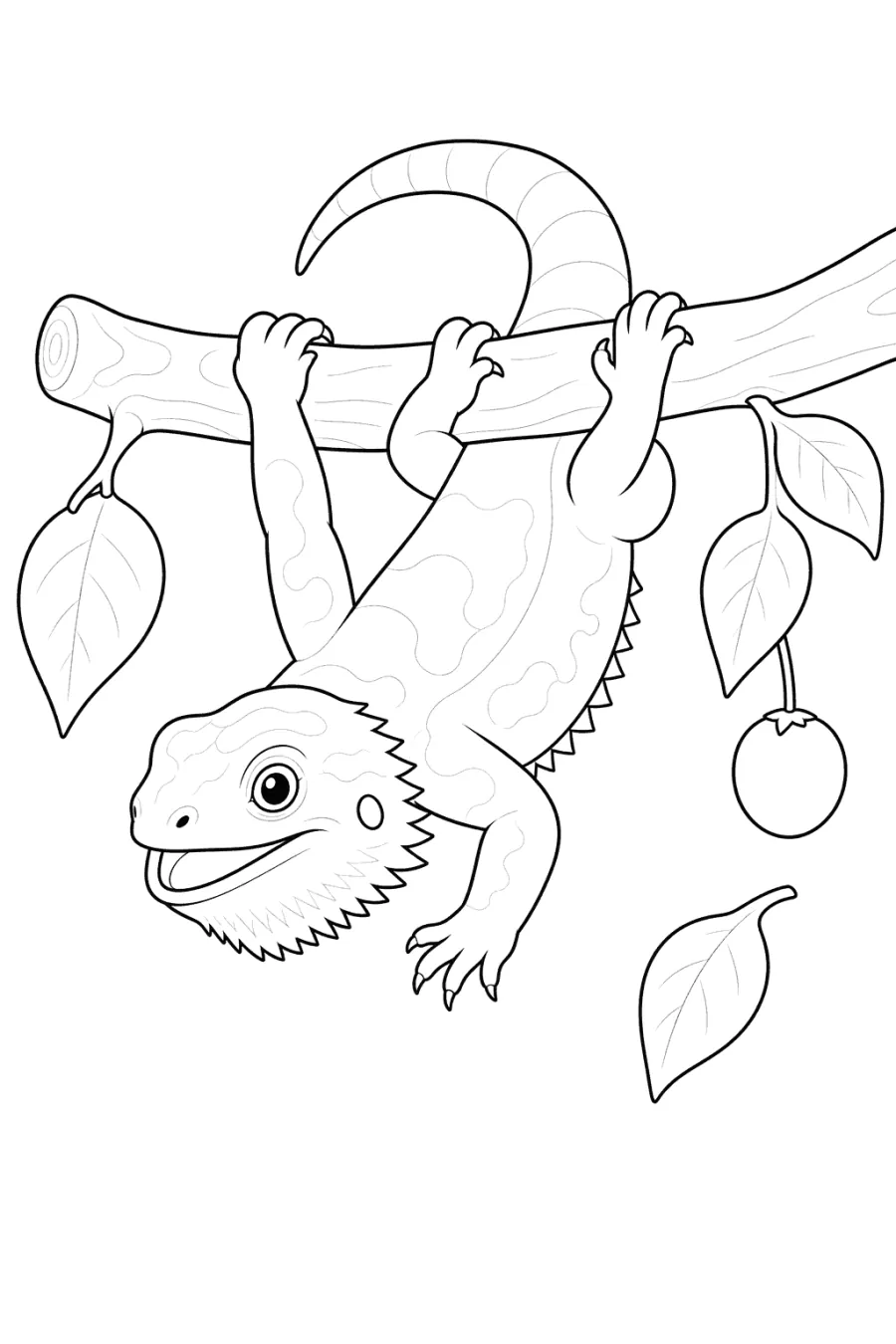 Bearded Dragon Hanging from a Branch