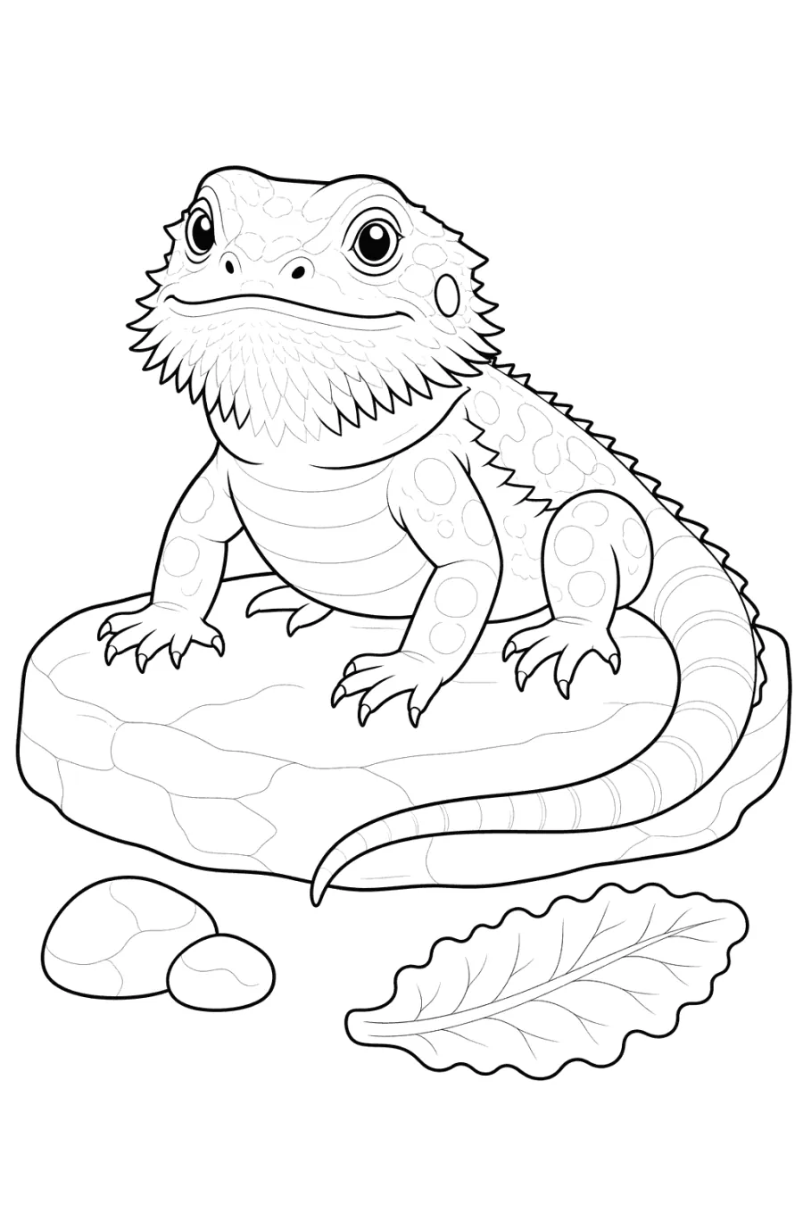 Bearded Dragon Resting on a Rock