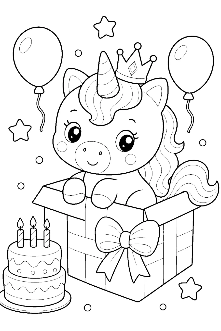 Birthday Unicorn Popping Out of a Gift Box