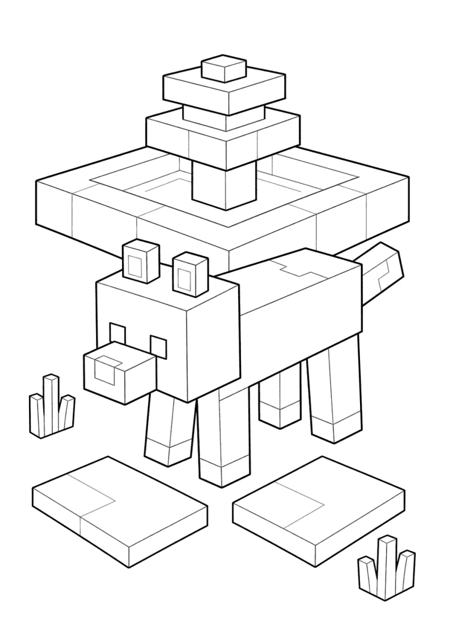 Blocky Dog with a Stepped Block Hat