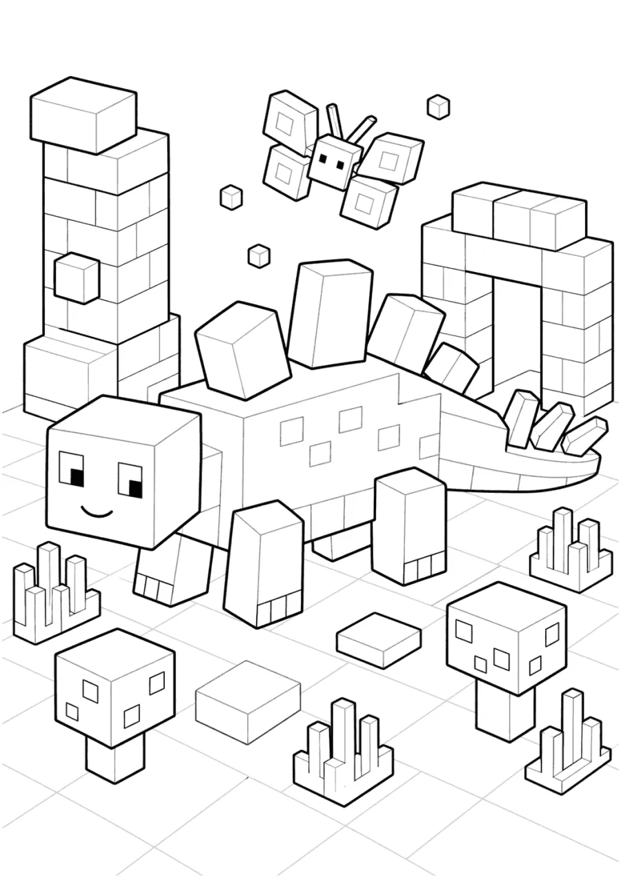 Blocky Stegosaurus with Towers
