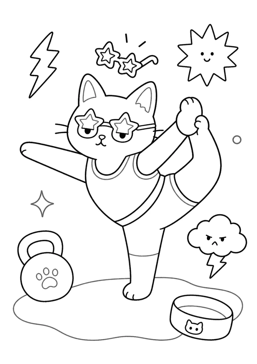 Cat Doing Dancer Pose