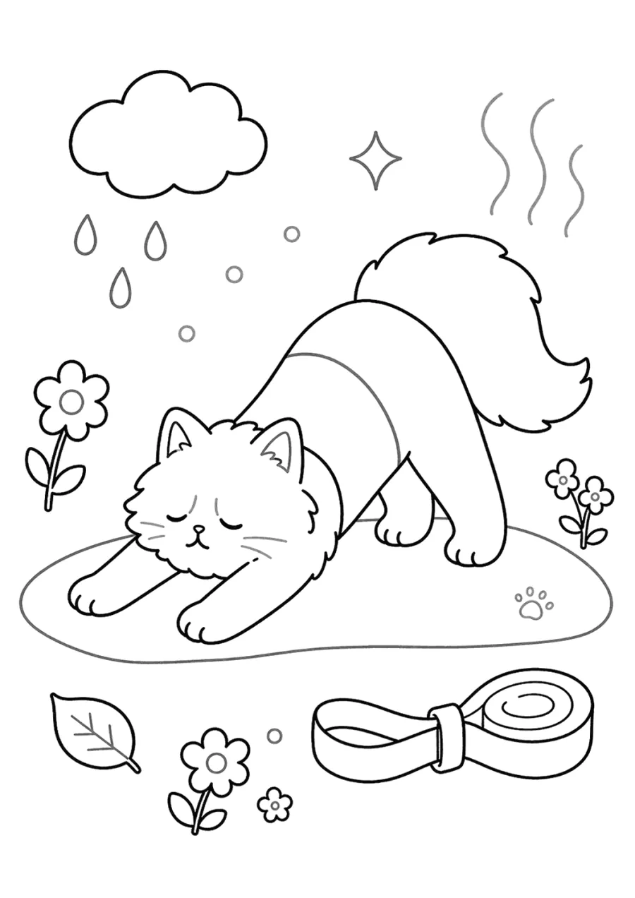 Cat Doing Downward Dog Pose