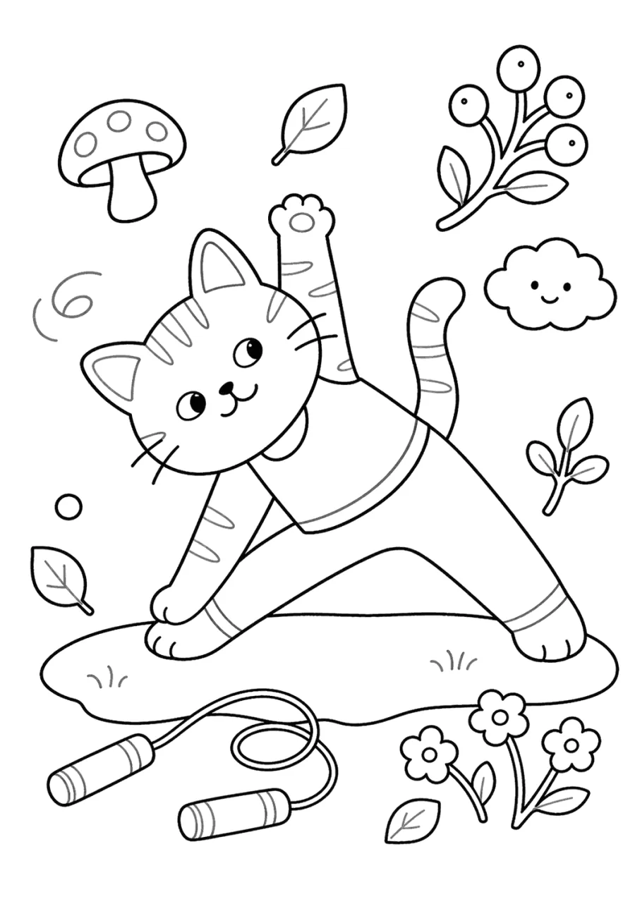 Cat Doing Triangle Pose
