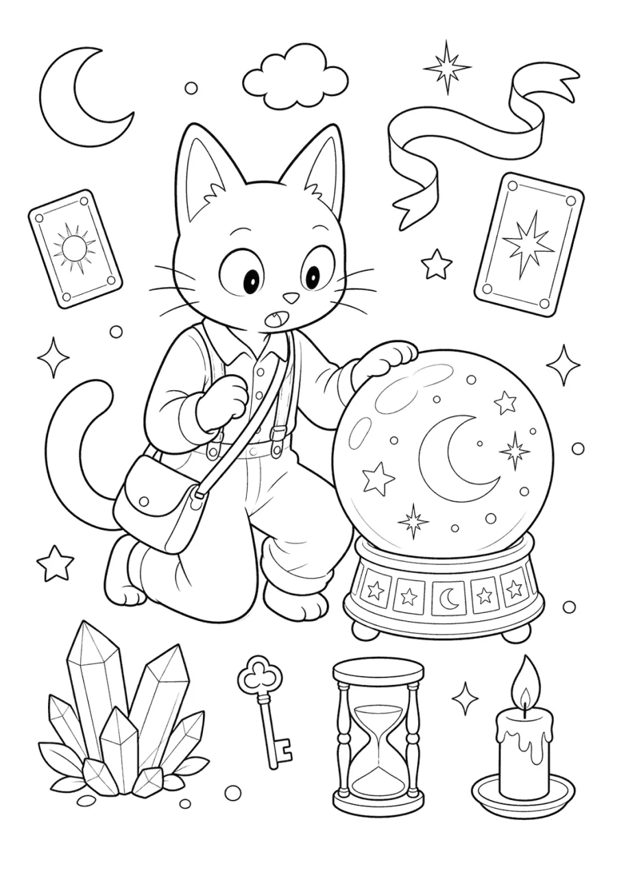 Cat Fortune Teller with a Crystal Ball