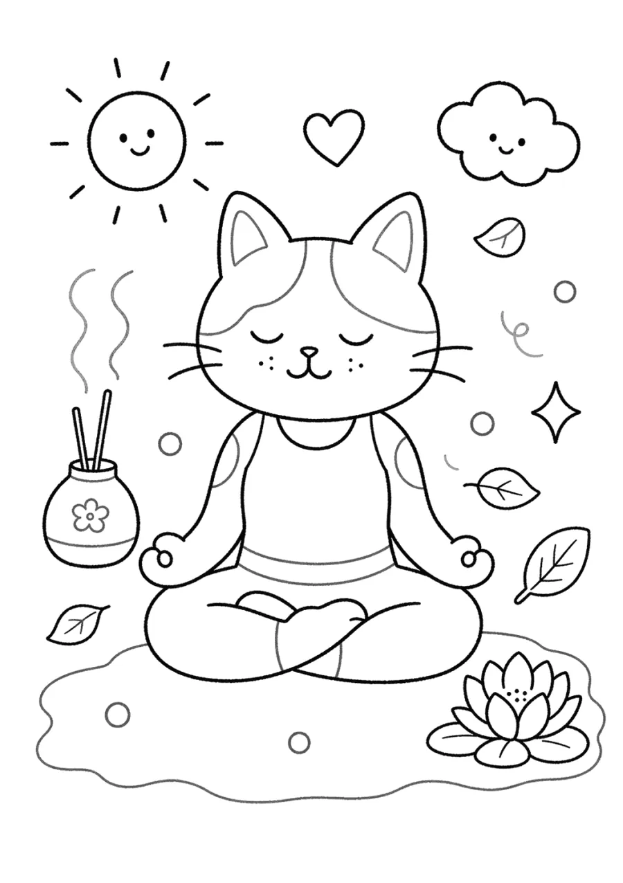 Cat Meditating on a Yoga Mat