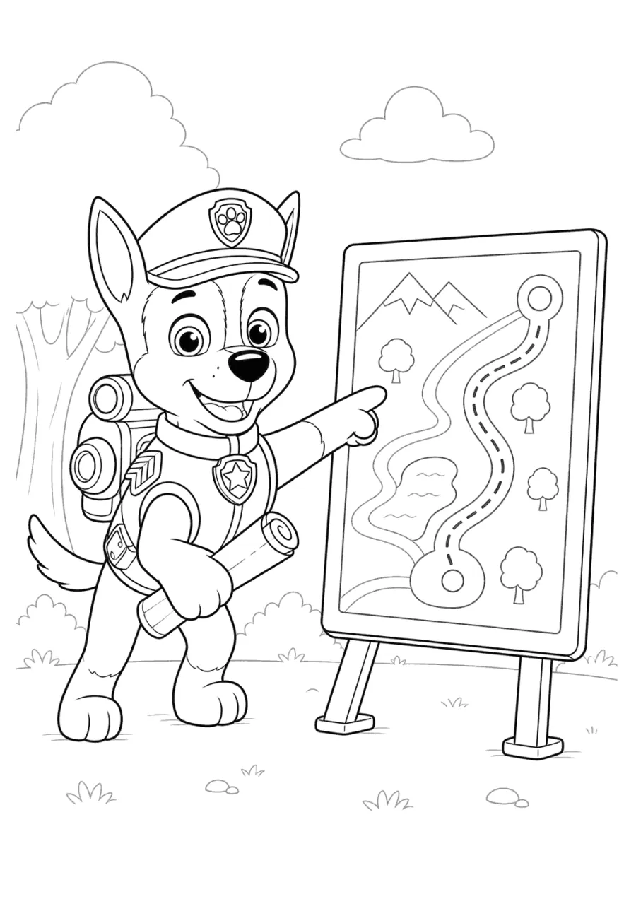 Chase Paw Patrol Planning a Route on a Map