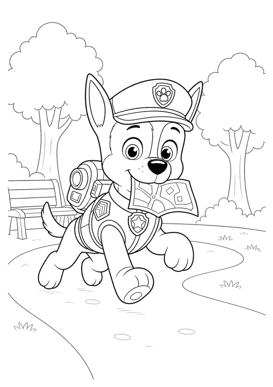 Chase Paw Patrol Walking Through a City Park