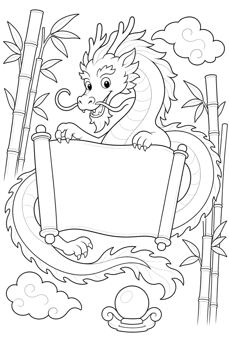 Chinese Dragon Holding a Scroll