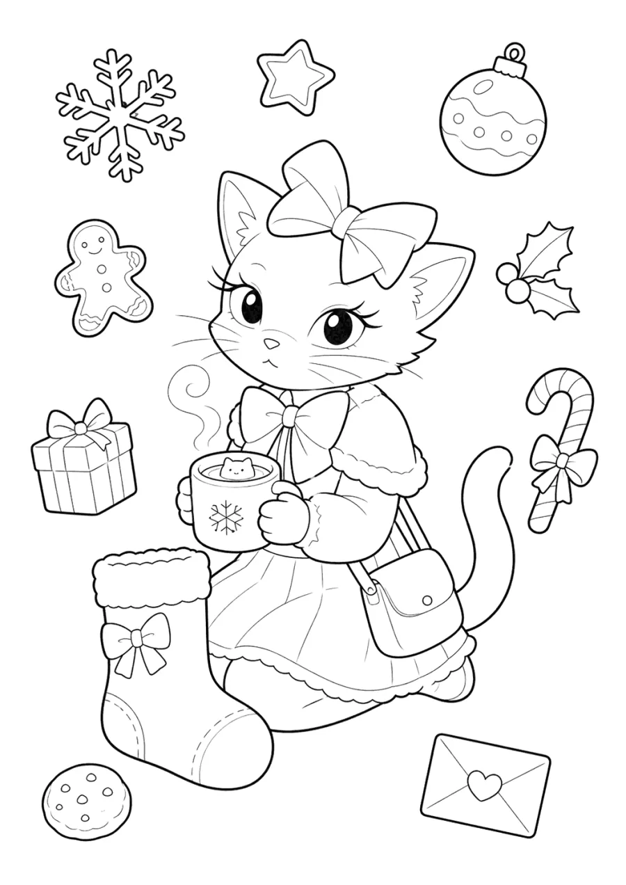 Christmas Cat Sitting in a Stocking