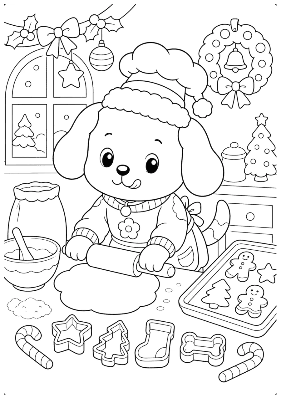 Christmas Dog Decorating Cookies