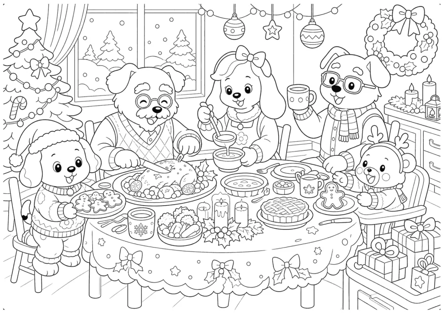 Christmas Dog Dinner with Family
