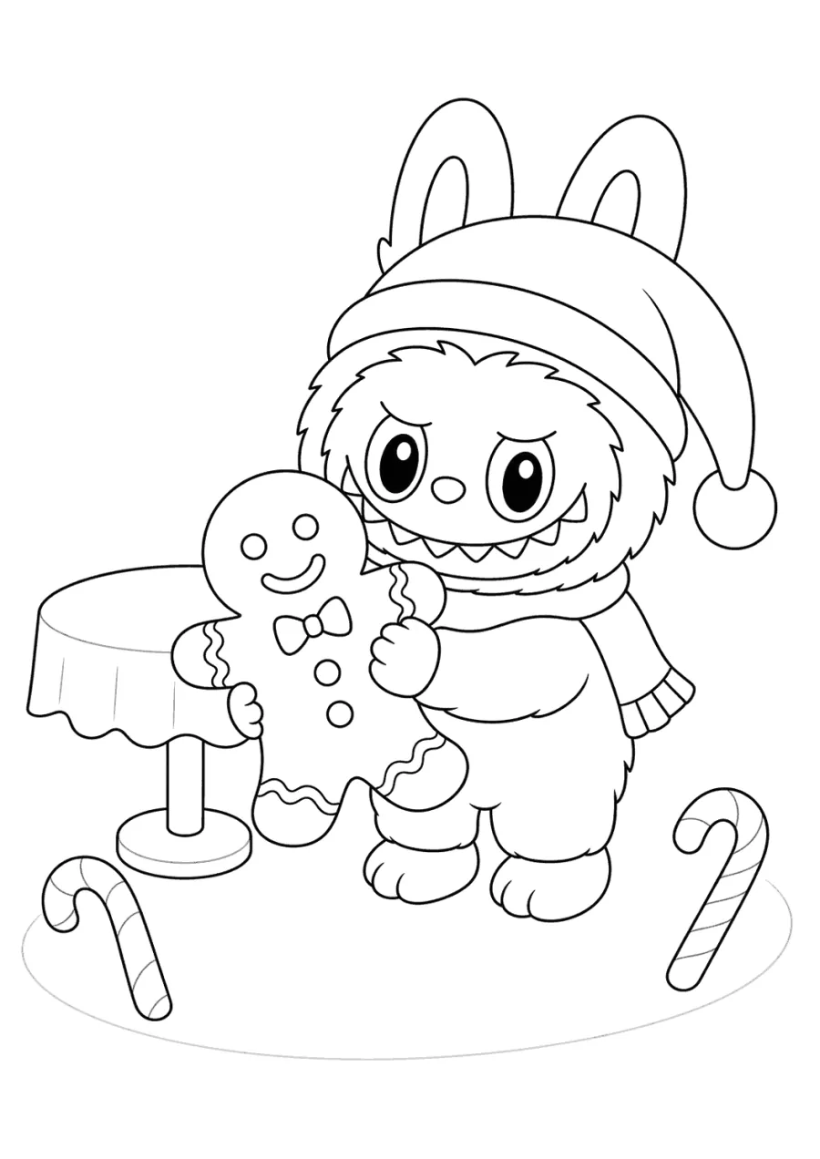 Christmas Labubu Holding a Gingerbread Cookie