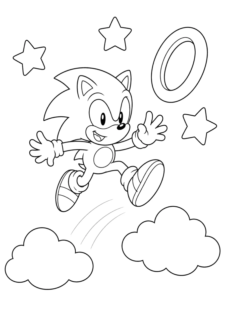Classic Sonic Hopping Across Clouds