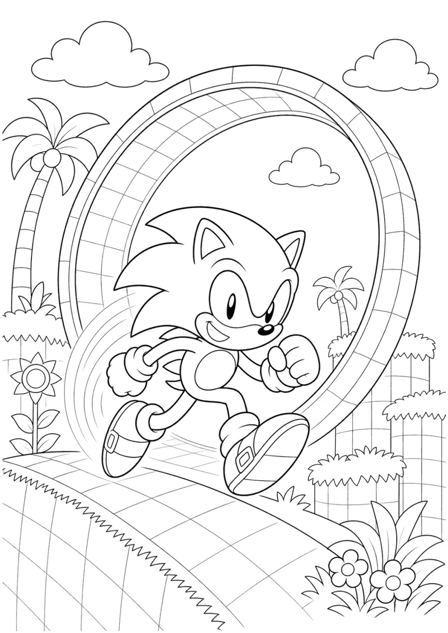 Classic Sonic Running Through a Loop