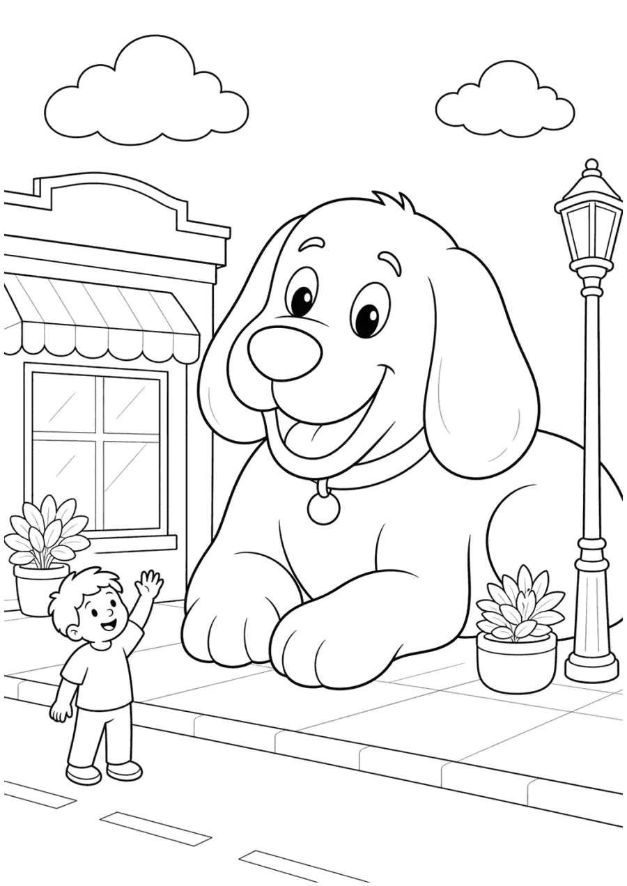 Clifford outside a Shop with a Child