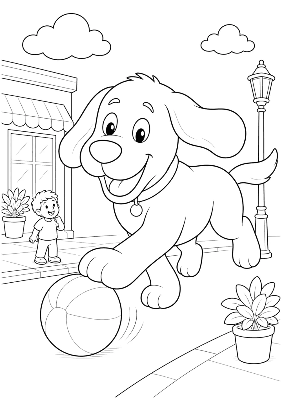 Clifford Playing Ball in the City