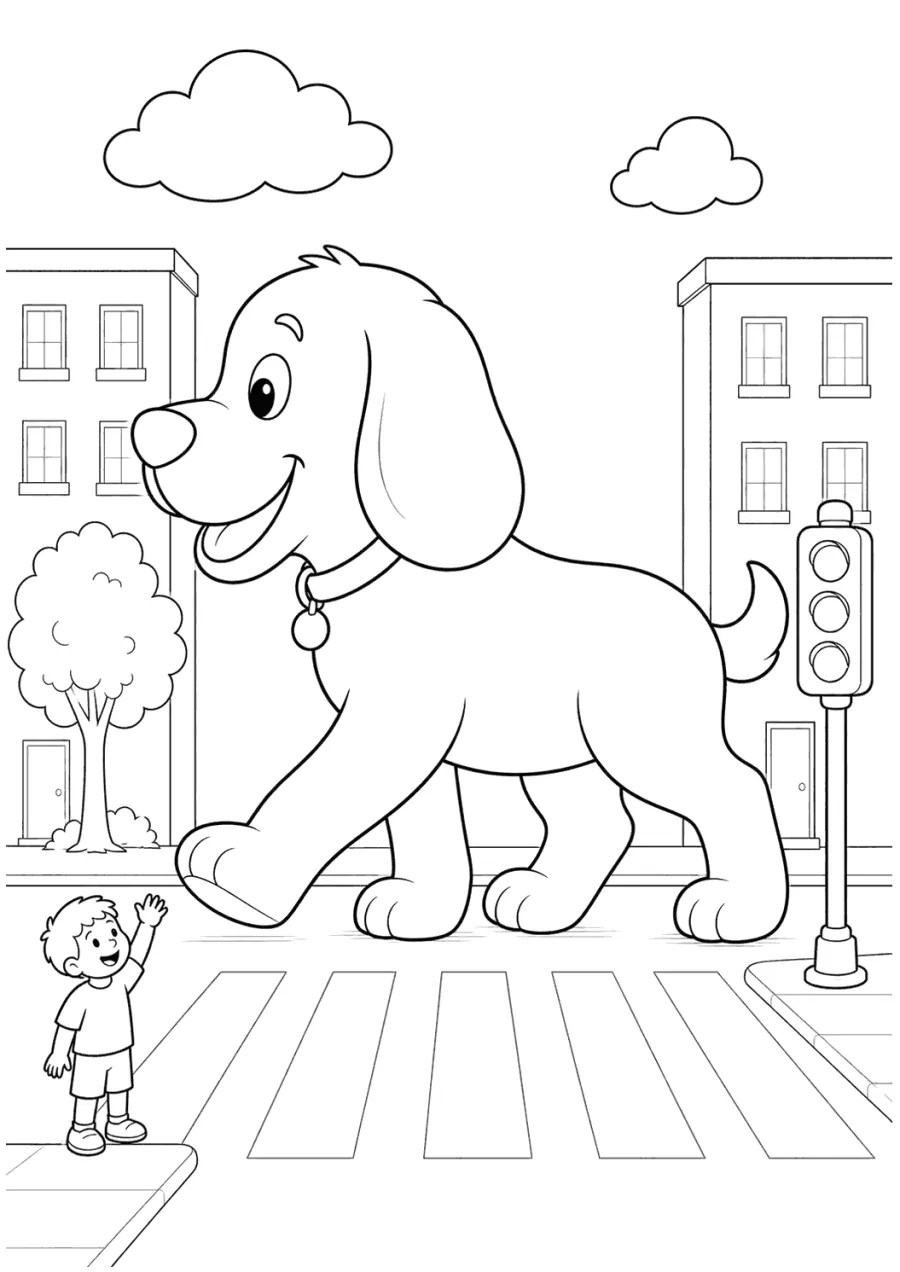 Clifford Walking through a Crosswalk
