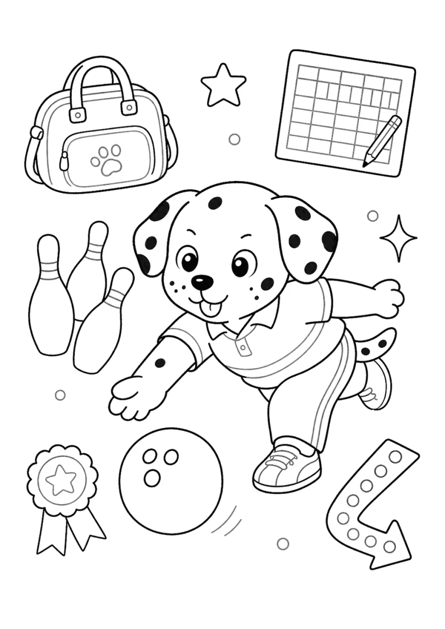 Cute Dalmatian Playing Bowling