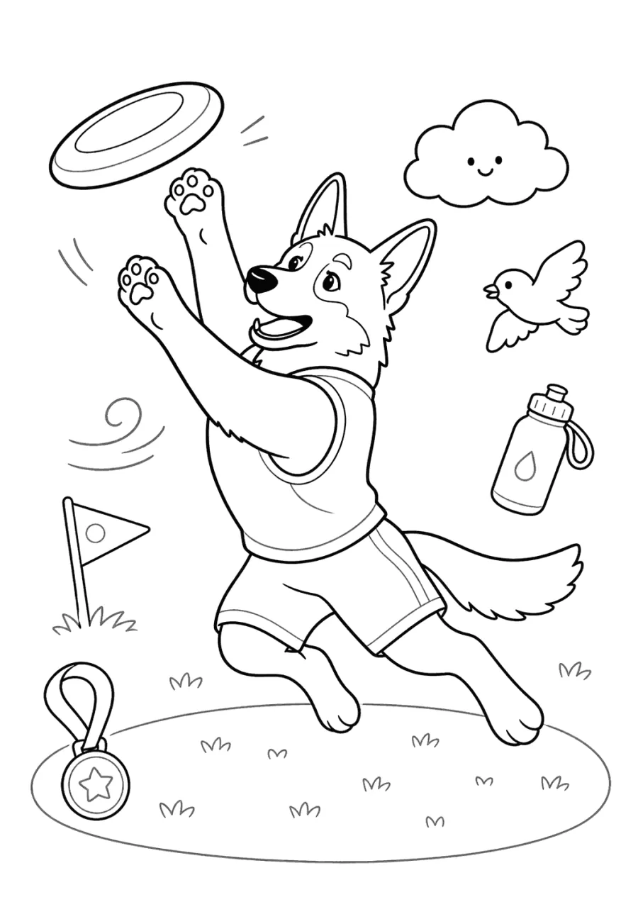 Cute Dog Catching a Frisbee