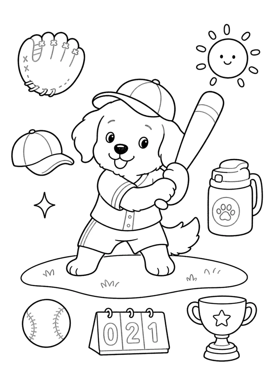 Cute Dog Playing Baseball