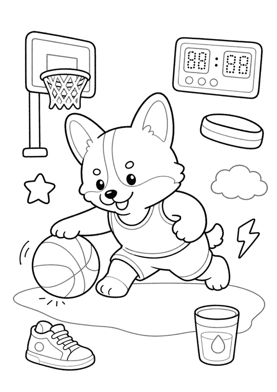 Cute Dog Playing Basketball