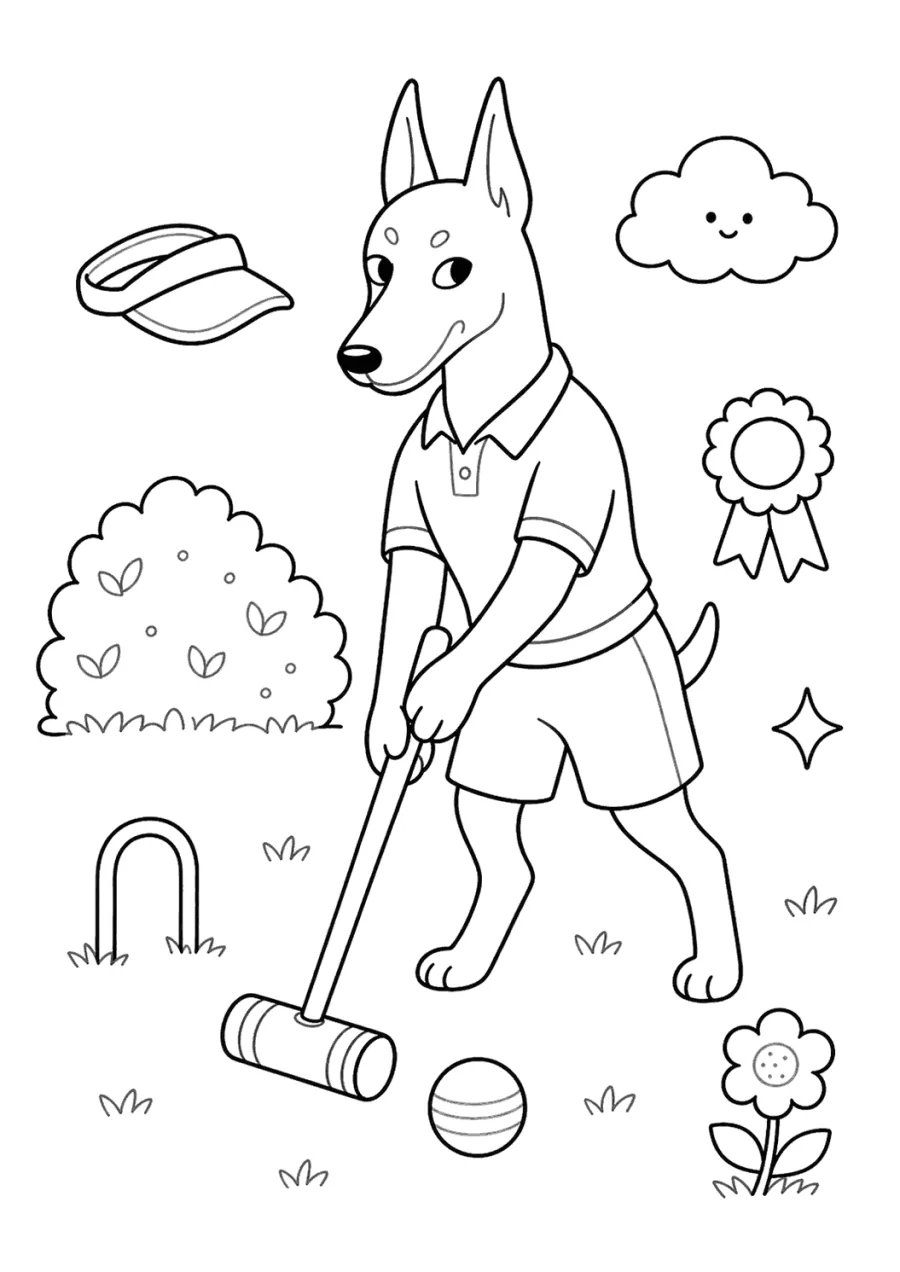 Cute Dog Playing Croquet