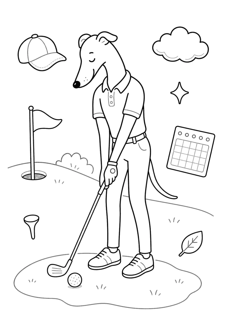 Cute Dog Playing Golf