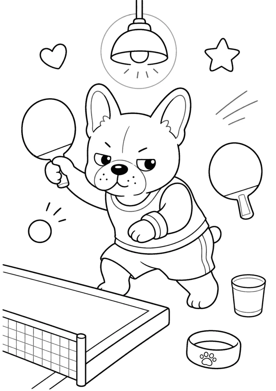 Cute Dog Playing Table Tennis