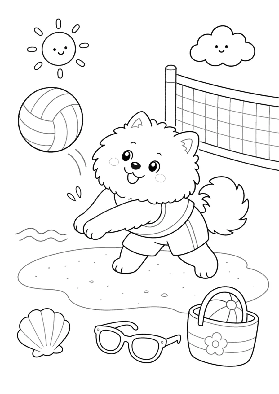 Cute Dog Playing Volleyball
