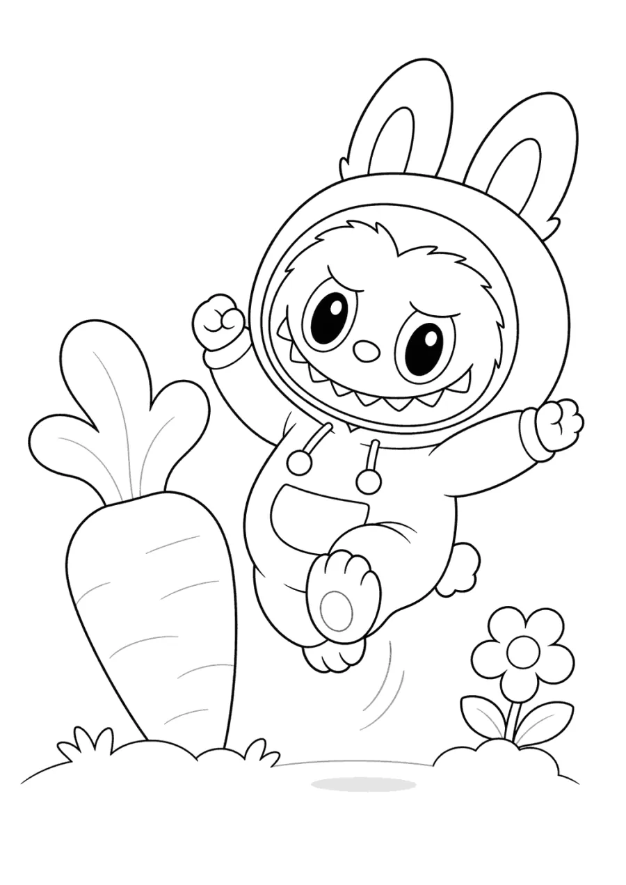 Cute Labubu in a Bunny Hoodie with Carrot