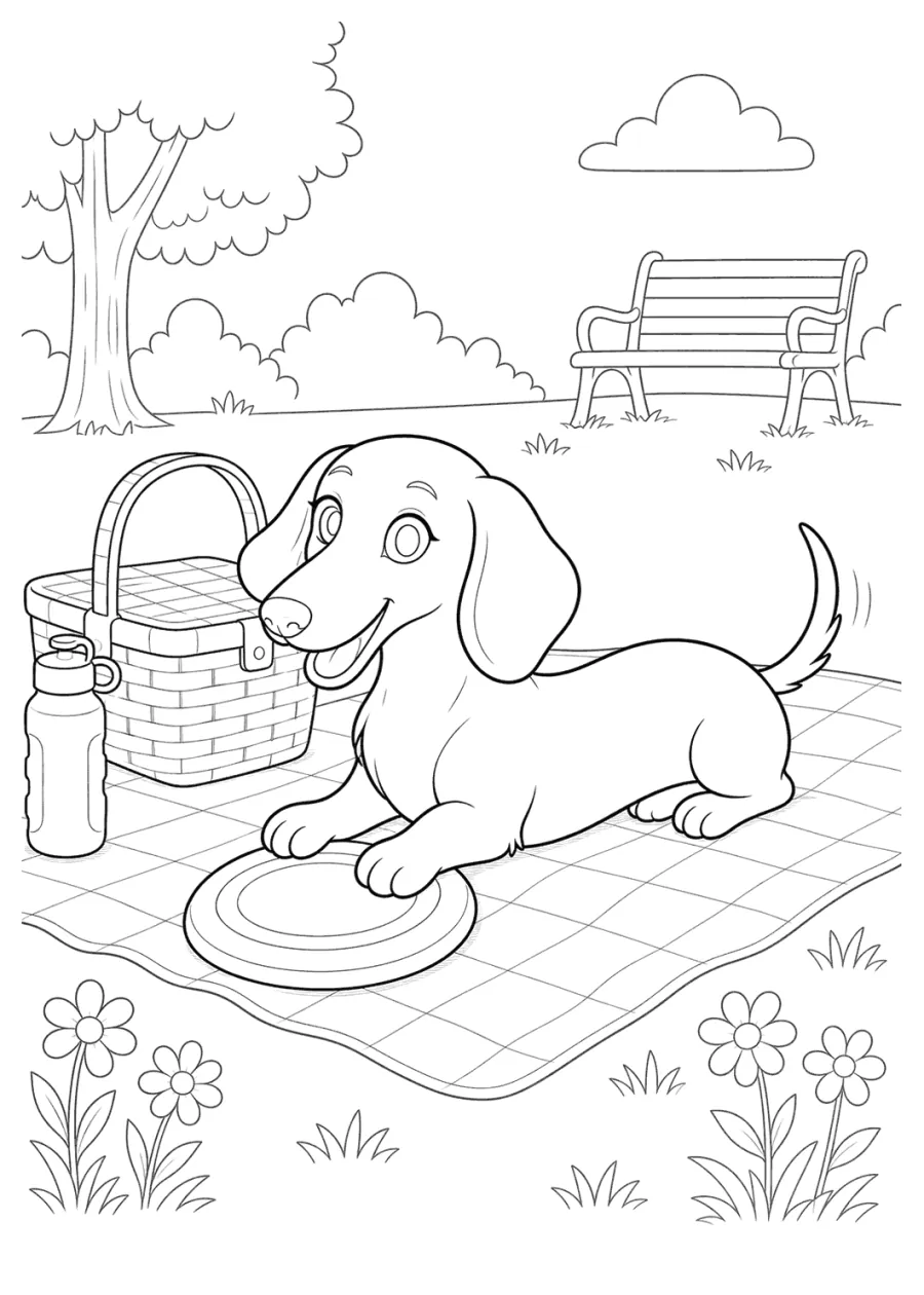 Dachshund Dog Resting at a Park