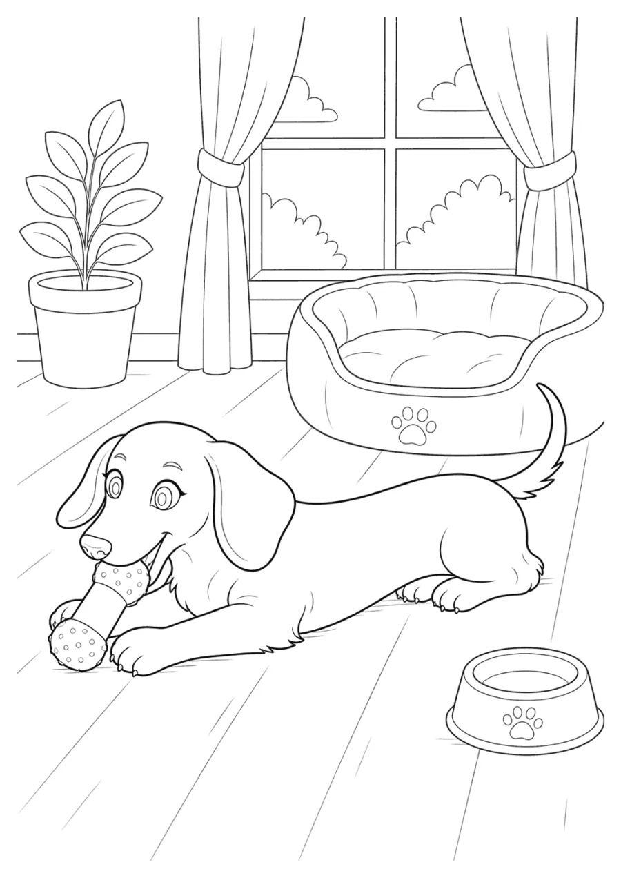 Dachshund Dog Resting by a Window