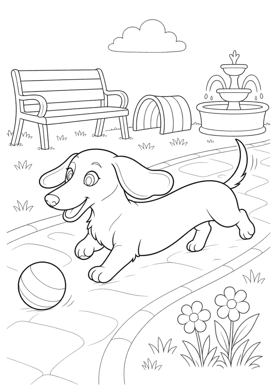 Dachshund Dog Running in a Park