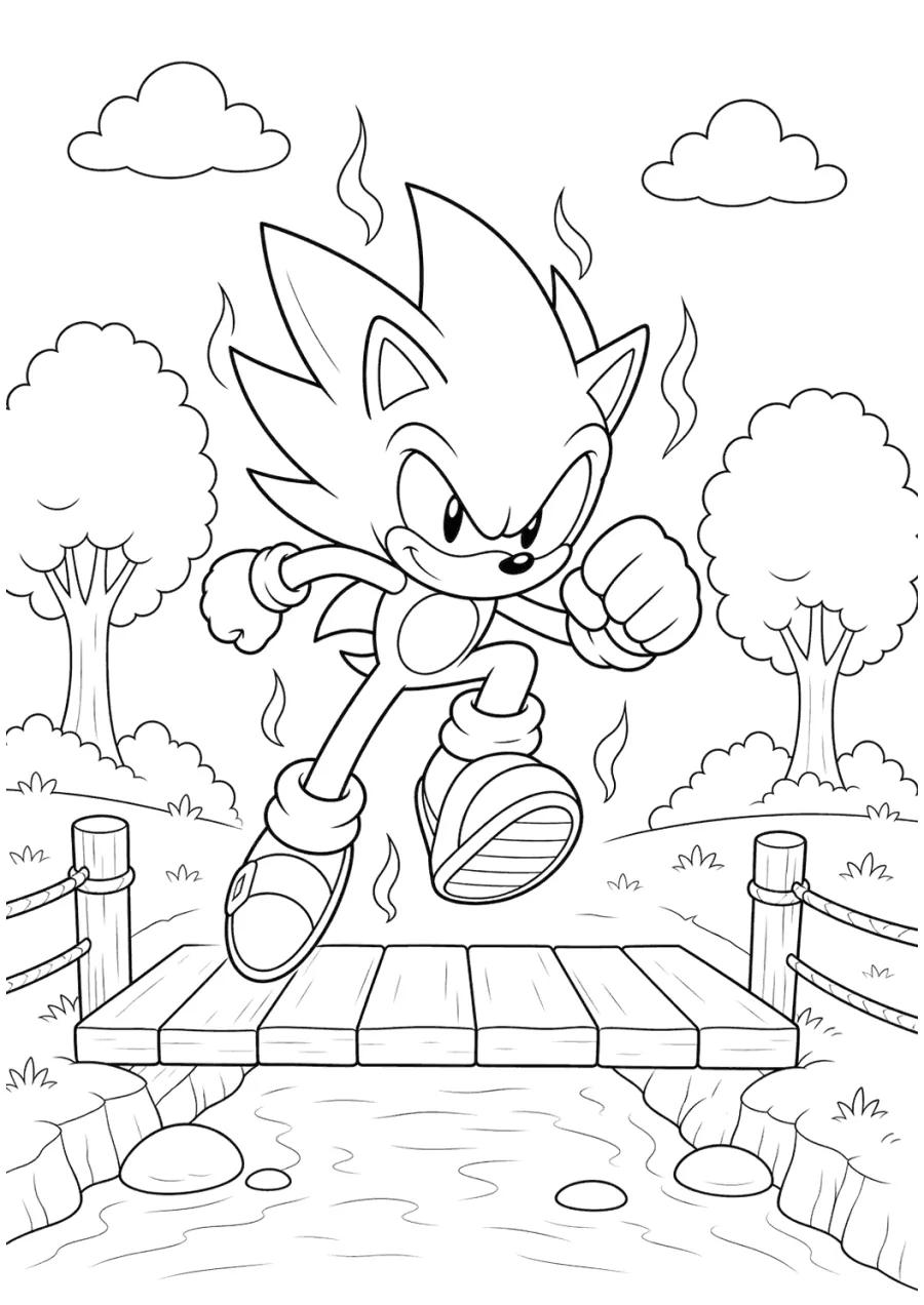 Dark Sonic Jumping on a Bridge