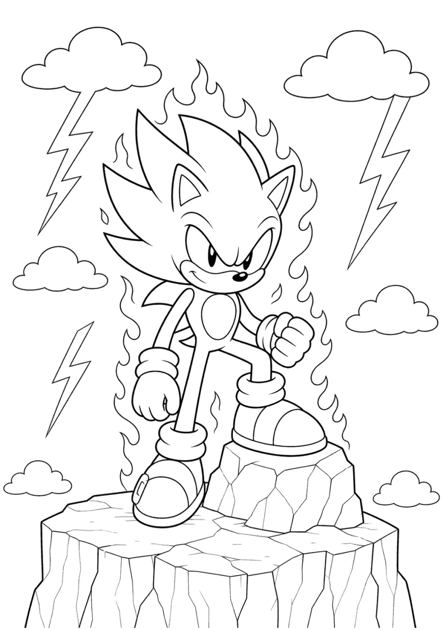 Dark Sonic Standing on a Stormy Cliff