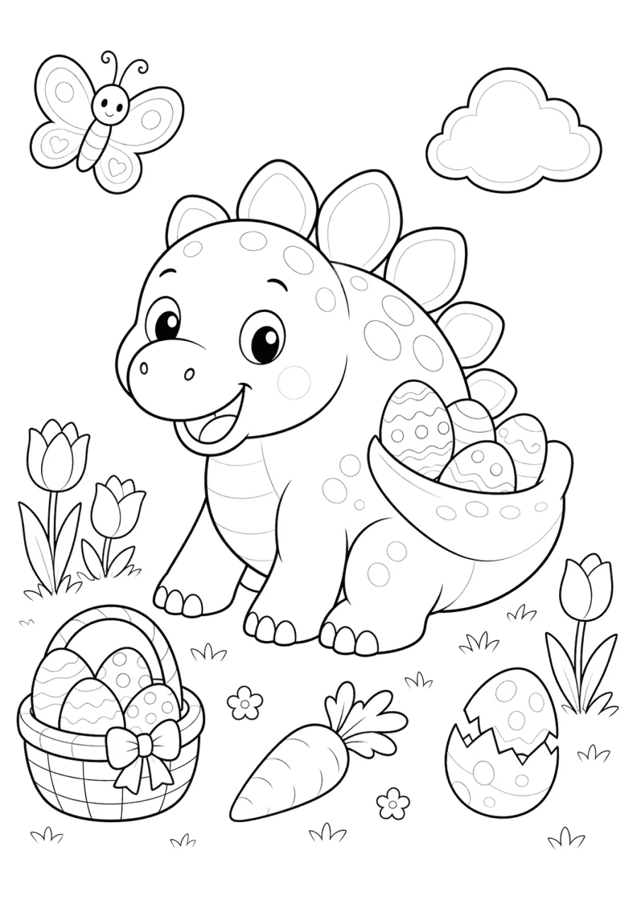 Easter Dinosaur on an Egg Hunt