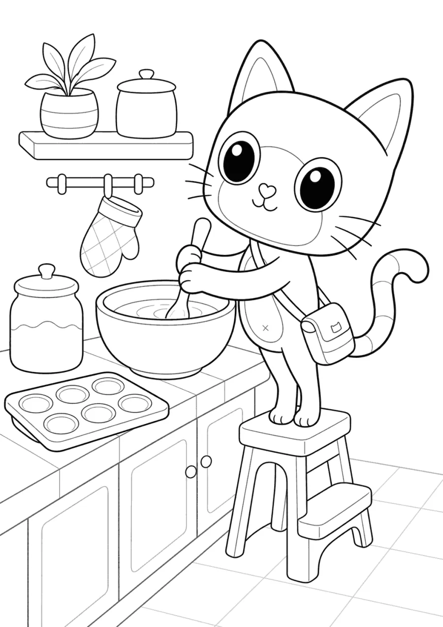 Gabby's Dollhouse Cat Baking in the Kitchen