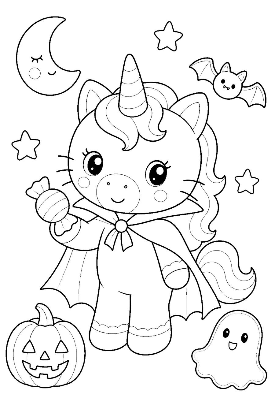 Halloween Unicorn in a Vampire Cape