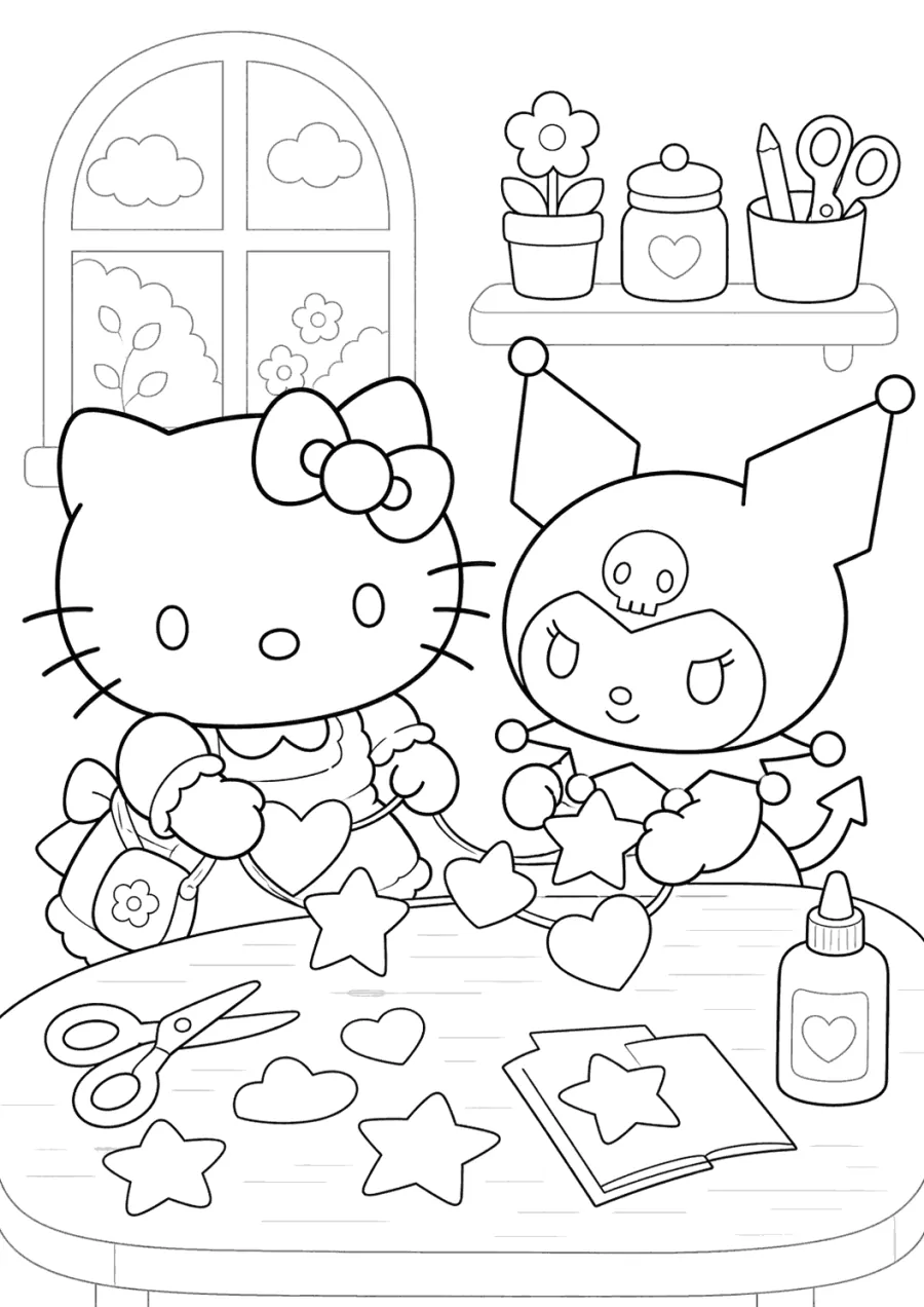 Hello Kitty and Kuromi Craft Table
