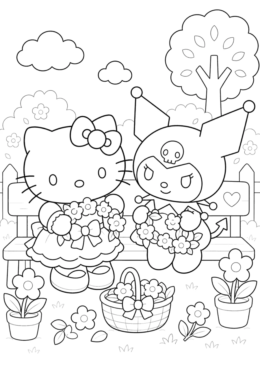 Hello Kitty and Kuromi Flower Crown Garden