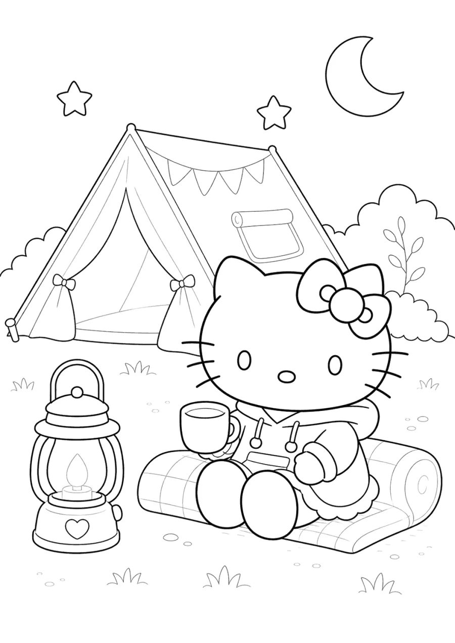 Hello Kitty Camping at Night