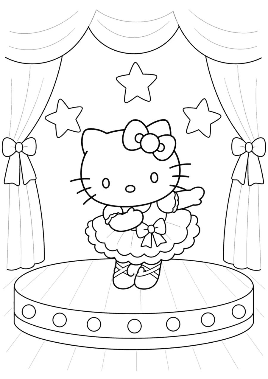 Hello Kitty Dancing on a Star Stage