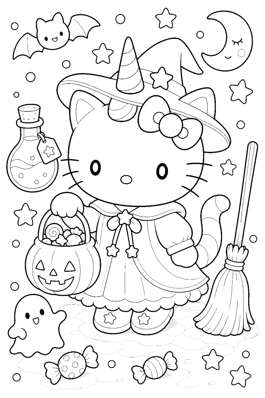 Hello Kitty Halloween Unicorn with Broom