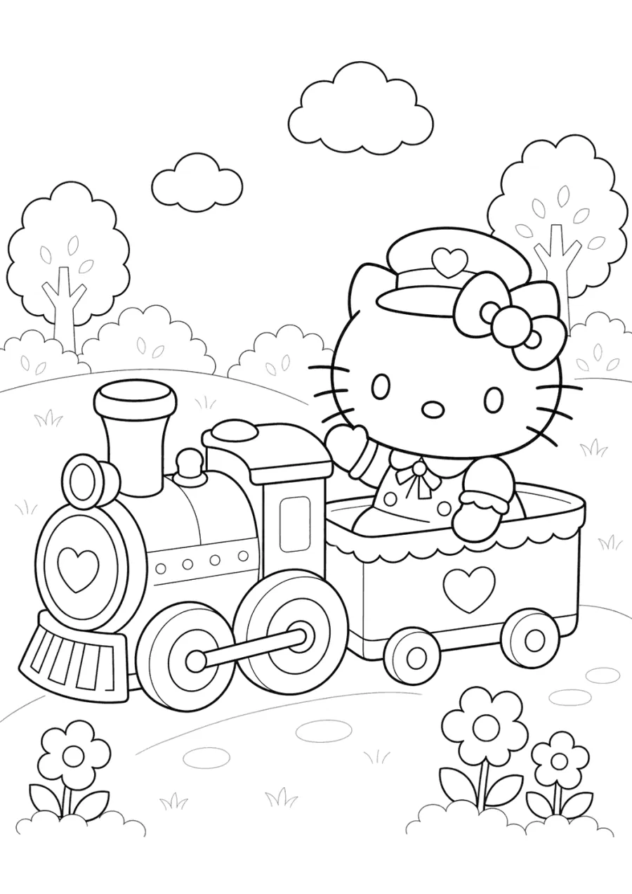 Hello Kitty Riding a Little Train