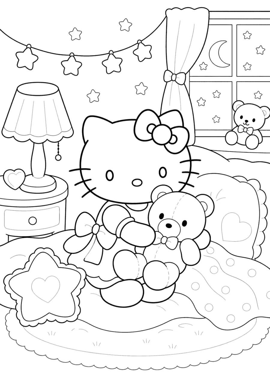 Hello Kitty Sleepover with Teddy Bear