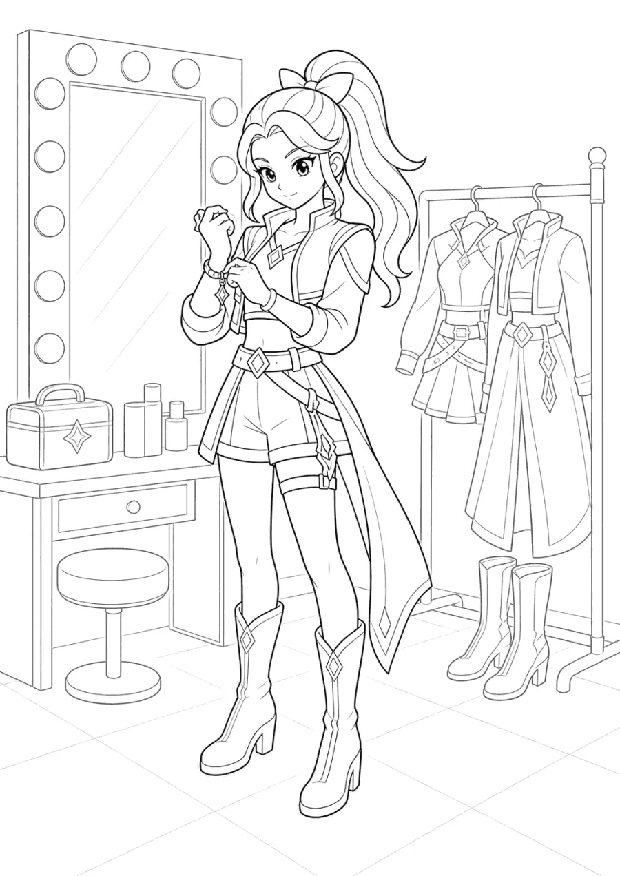K-pop Demon Hunters Girl in a Backstage Dressing Room